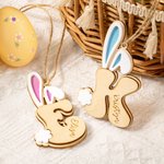 Personalisierte Hasenohren und Schwanz niedlichen anfänglichen hölzernen Osterkorb Tag mit Namen Geburtstag Ostern Party Kindertag Geschenk für Kinder