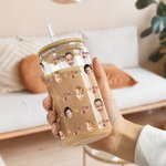 Taza de cristal con tapa y pajita personalizada 1-5 con foto de la mejor madre del mundo Regalo del Día de la Madre para la abuela mamá