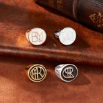 Personlig Unisex Monogram Navn Logo Signet Ring Smykker Bursdag Graduering Jubileumsgave til menn Kvinner