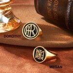 Personlig Unisex Monogram Navn Logo Signet Ring Smykker Bursdag Graduering Jubileumsgave til menn Kvinner