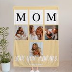 Mamá personalizada 1-6 fotos Suave manta con nombre y texto Multicolor Decoración del hogar Día de la Madre Cumpleaños Regalo para mamá