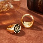 Personlig Unisex Monogram Navn Logo Signet Ring Smykker Bursdag Graduering Jubileumsgave til menn Kvinner