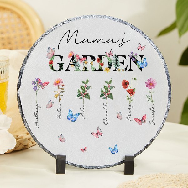 Giardino della mamma personalizzato 1-8 Fiori di nascita Nomi Lastra di pietra Home Decor Festa della mamma Regalo di compleanno per la mamma nonna