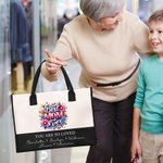 Personalized Best Mom Ever Floral Large Capacity Canvas Tote Bag with 1-6 Names Birthday Mother's Day Gift for Mom Grandma