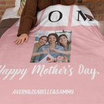 Mamá personalizada 1-6 fotos Suave manta con nombre y texto Multicolor Decoración del hogar Día de la Madre Cumpleaños Regalo para mamá