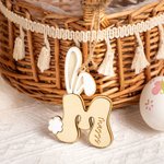 Personalisierte Hasenohren und Schwanz niedlichen anfänglichen hölzernen Osterkorb Tag mit Namen Geburtstag Ostern Party Kindertag Geschenk für Kinder