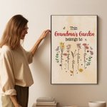 Personalisierte Herz Geburt Blume Garten Familie Poster rahmenlose gerahmte Malerei mit 1-12 Namen Home Decor Geburtstag Muttertag Geschenk für Mama Oma