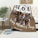Mamá personalizada 1-6 fotos Suave manta con nombre y texto Multicolor Decoración del hogar Día de la Madre Cumpleaños Regalo para mamá