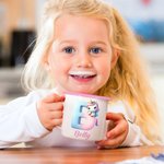 Personalisierte Fantasy Einhorn Gradient Initial 12 oz farbigen Rand Emaille Becher mit Namen Geburtstag Kindertag Geschenk für Mädchen Jungen