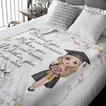 Personalisierte Floral Cartoon Graduation Girl weiche Decke mit Namen und Jahr Klasse von 2026 Home Decor Graduation Geburtstag Geschenk für Absolventen