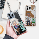 Gepersonaliseerd imitatie dier bont ontwerp cartoon karakter TPU telefoon geval voor iPhone met schaduw monogram verjaardag verjaardagscadeau voor vrouwen mannen