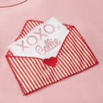 Bordado Personalizado XOXO Love Sobre 100% Algodón Conjunto de Pelele y Gorro para Bebé con Nombre Primer Regalo de San Valentín para Bebé