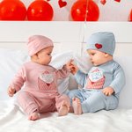 Bordado Personalizado XOXO Love Sobre 100% Algodón Conjunto de Pelele y Gorro para Bebé con Nombre Primer Regalo de San Valentín para Bebé