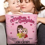 Personalisierte Cartoon Mama und Kind halten Blumenstrauß weiche Kissenabdeckung mit Namen und Titel Muttertag Geburtstag warm Home Decor Geschenk für Mama