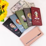 Personalizado lindo personaje de dibujos animados de nacimiento Ramo de flores Billetera larga con nombre Día de la Madre Cumpleaños Regalo de despedida de soltera para mamá Mujeres