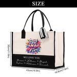 Personalized Best Mom Ever Floral Large Capacity Canvas Tote Bag with 1-6 Names Birthday Mother's Day Gift for Mom Grandma
