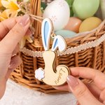 Personalisierte Hasenohren und Schwanz niedlichen anfänglichen hölzernen Osterkorb Tag mit Namen Geburtstag Ostern Party Kindertag Geschenk für Kinder