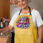 Delantal impermeable personalizado con purpurina de imitación floral Best Mom Ever con 1-6 nombres y bolsillos Día de la Madre Regalo esencial de cocina para mamá Abuela