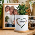 Personalisierte Omas Garten Herz 1-6 Geburt Blume Keramik Pflanztopf mit Namen Geburtstag Muttertag Geschenk für Mutter Oma