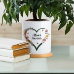 Personalisierte Omas Garten Herz 1-6 Geburt Blume Keramik Pflanztopf mit Namen Geburtstag Muttertag Geschenk für Mutter Oma