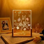 Personalized Birth Flower Mom and Child Holding Hands LED Night Light with Wooden Base and 1-6 Kid's Names Mother's Day Birthday Gift for Mom Grandma