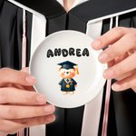 Personalised Cute Graduation Bear Ceramic Trinket Jewellery Dish with Bubble Name Home Decor Graduation Keepsake Gift for Graduates