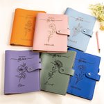 Cahier à anneaux en cuir avec compartiments Saved By Grace Birth Flower Name Anniversaire Fête des Mères Cadeau pour Elle