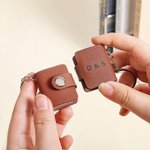 Porte-clés en Cuir PU Personnalisé avec 10-14 Photos et Textes Style Mini Album en Cuir Cadeau d'Anniversaire pour Amis Couples Famille