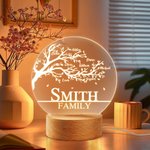 Personalisierte Familie Leben Baum Acryl Nachtlicht mit hölzernen Basis Kinderzimmer Dekor Muttertag Geburtstag Geschenk für Familie