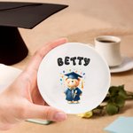 Personalised Cute Graduation Bear Ceramic Trinket Jewellery Dish with Bubble Name Home Decor Graduation Keepsake Gift for Graduates