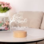 Personalisierte Familie Leben Baum Acryl Nachtlicht mit hölzernen Basis Kinderzimmer Dekor Muttertag Geburtstag Geschenk für Familie