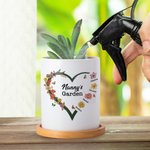 Personalisierte Omas Garten Herz 1-6 Geburt Blume Keramik Pflanztopf mit Namen Geburtstag Muttertag Geschenk für Mutter Oma