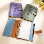 Cahier à anneaux en cuir avec compartiments Saved By Grace Birth Flower Name Anniversaire Fête des Mères Cadeau pour Elle