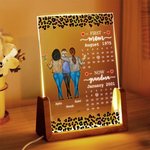 Lámpara de noche LED personalizada con estampado de leopardo para madre e hija con base de madera Decoración de escritorio para el hogar Regalo de cumpleaños para el Día de la Madre para mamá y abuela 4