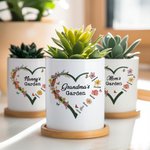 Personalisierte Omas Garten Herz 1-6 Geburt Blume Keramik Pflanztopf mit Namen Geburtstag Muttertag Geschenk für Mutter Oma