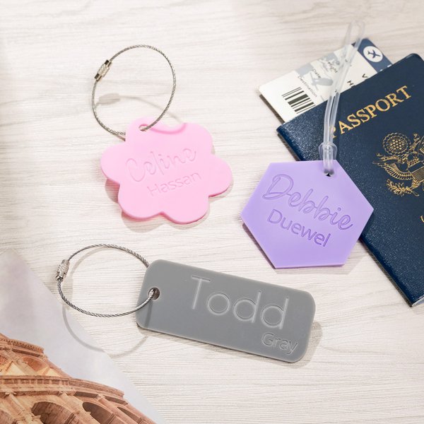 Personalized Multicolor Acrylic Name Tag with Stainless Steel Ring or Plastic Rope Backpack Travel Accessories Birthday Gift for Students Travelers