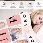 Personalized Love You Mom 6 Photo Collage Soft Throw Blanket with Name Home Decor Mother's Day Gift for Mom Grandma