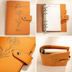 Cahier à anneaux en cuir avec compartiments Saved By Grace Birth Flower Name Anniversaire Fête des Mères Cadeau pour Elle
