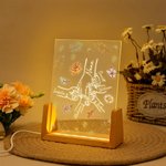 Personalized Birth Flower Mom and Child Holding Hands LED Night Light with Wooden Base and 1-6 Kid's Names Mother's Day Birthday Gift for Mom Grandma