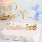 Personalizado Feliz 1er Cumpleaños Jirafa Cebra Animales Nube Acrílico Placa con Nombre y Fecha Nursery Decor Baby Shower Regalo para Niños