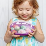 Uovo di Pasqua grande personalizzato con nome design a pois cestino riempitivo e scatola di caramelle regalo ideale per bambini