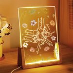 Personalized Birth Flower Mom and Child Holding Hands LED Night Light with Wooden Base and 1-6 Kid's Names Mother's Day Birthday Gift for Mom Grandma