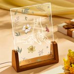 Personalized Birth Flower Mom and Child Holding Hands LED Night Light with Wooden Base and 1-6 Kid's Names Mother's Day Birthday Gift for Mom Grandma