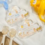 Personalizado Feliz 1er Cumpleaños Jirafa Cebra Animales Nube Acrílico Placa con Nombre y Fecha Nursery Decor Baby Shower Regalo para Niños