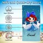 Personalisierte Cartoon Prinzessin Schloss schnell trocken überdimensioniert Mikrofaser Strandtuch Sommer Reise Wesentliche Kindertag Geburtstag Geschenk für Mädchen