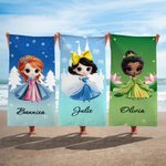 Personalisierte Cartoon Prinzessin Schloss schnell trocken überdimensioniert Mikrofaser Strandtuch Sommer Reise Wesentliche Kindertag Geburtstag Geschenk für Mädchen