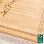 Personalised Square Wreath Monogram Initial Name FSC Bamboo Charcuterie Chopping Board with Juice Groove Wedding Housewarming Gift for Family Couples