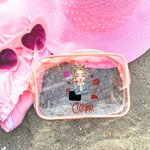 Personalisierte Mode Cartoon Lippenstift Mädchen klar wasserdicht Make-up Tasche mit Namen Strand Pool Zubehör Geburtstag Bachelorette Party Geschenk für Frauen