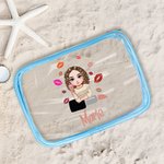 Personalisierte Mode Cartoon Lippenstift Mädchen klar wasserdicht Make-up Tasche mit Namen Strand Pool Zubehör Geburtstag Bachelorette Party Geschenk für Frauen