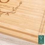 Personalized Wreath Engraved Initial Name Text FSC Bamboo Cutting Board with Juice Groove Housewarming Wedding Gift for Family Couple